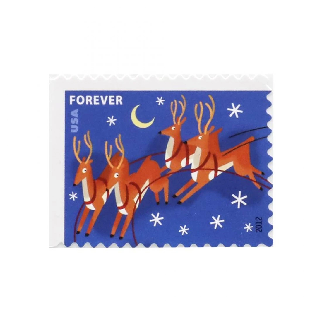 product_image_1767475882 2012 First-Class Forever Stamp - Contemporary Christmas: Reindeer in Flight